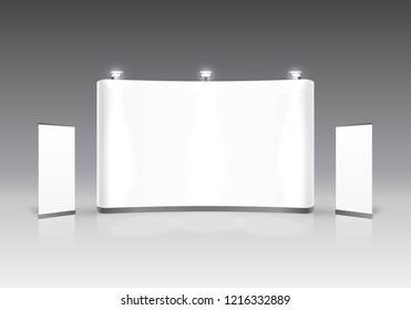 Scene show Podium for presentations on the gray background. Vector illustration