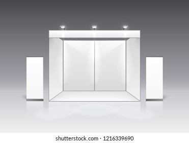 Scene show Podium for presentations on the gray background. Vector illustration