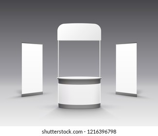 Scene show Podium for presentations on the gray background. Vector illustration