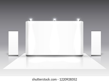 Scene show Podium for presentations on the gray background. Vector illustration