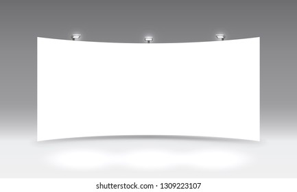 Szene-Show Podium für Präsentationen auf grauem Hintergrund. Vektorillustration