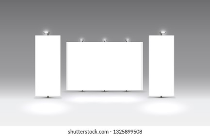 Scene show Podium for presentations on the grey background. Vector illustration