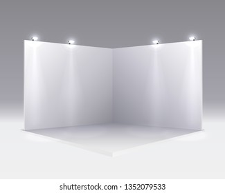 Scene show Podium for presentations on the gray background. Vector illustration