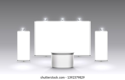 Scene show Podium for presentations on the white background. Vector illustration