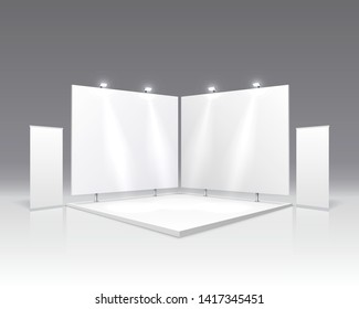 Scene show Podium for presentations on the gray background. Vector illustration