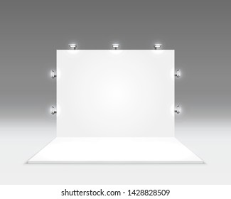 Scene show Podium for presentations on the gray background. Vector illustration