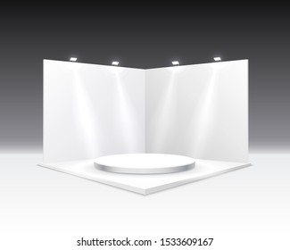 Scene show Podium for presentations on the gray background. Vector illustration