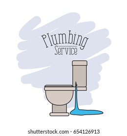 scene of side view sanitary dripping plumbing service vector illustration
