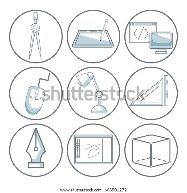 Scene Silhouette Color Sections Shading Set Stock Vector (Royalty Free ...