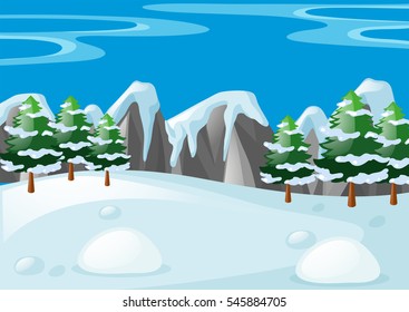 Scene with snow on the ground illustration