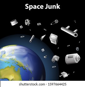 Scene With Space Trash In The Space Illustration