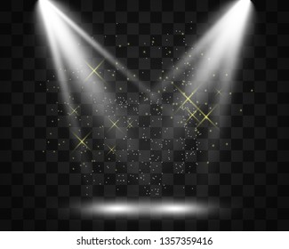Scene with spotlights. Vector illustration. Action place