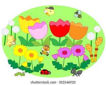 Scene of the spring plant and insect.
