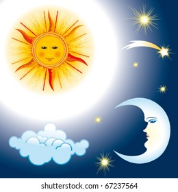 scene with sun and moon
