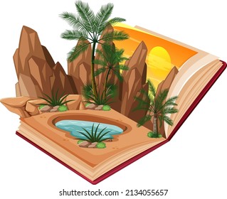Scene with sunset in the sky illustration