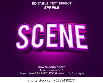 scene text effect, font editable, typography, 3d text. vector template