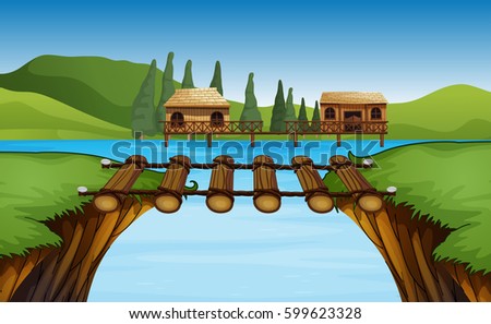 Similar – Image, Stock Photo Hut at the lake in the sunset
