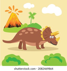 Ilustración vectorial de escena con personajes de dinosaurios de estilo caricatura
para una habitación para niños, papel de embalaje, tela, postal, 
ropa, fondo lindo, conjunto de Clipart de lindos dinosaurios de colores.
