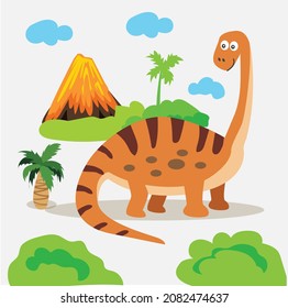 Scene Vector Illustration With Cartoon Style Dinosaur Characters
For A Children's Room, Packaging Paper, Fabric, Postcard, 
Clothing, Cute Background, Clipart Set Of Cute Colored Dinosaurs.