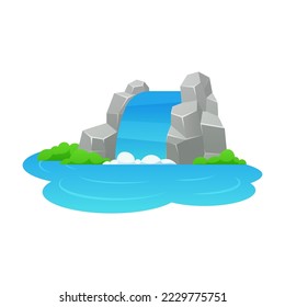 Scene with waterfall  isolated on white background