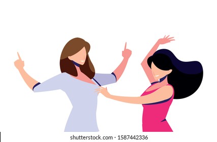 scene of women in dance pose, party, dance club vector illustration design