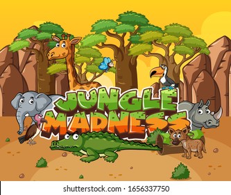 Scene with word related to nature and forest background illustration