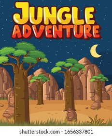 Scene with word related to nature and forest background illustration