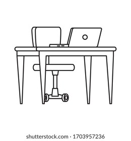 scene of workplace with desk and chair vector illustration design