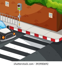 Scene with zebra crossing illustration