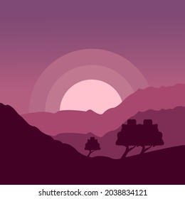 the scenery in the afternoon vector illustration