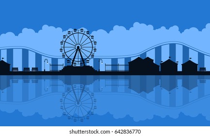 Scenery amusement park background silhouette