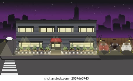 Scenery art. Restaurant at night