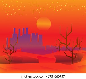 Scenery Artwork in sun set light background