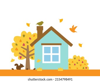 It is the scenery of the autumn house.