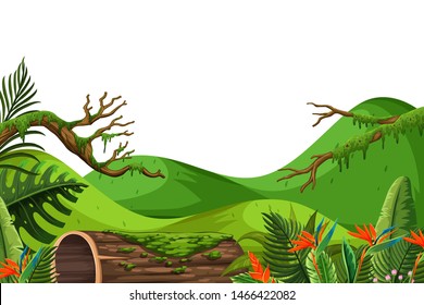Scenery background of green hills illustration