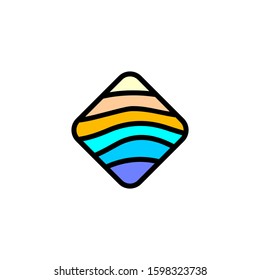 scenery beach wave logo design vector template sign icon