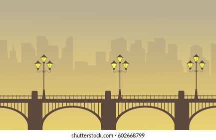 Scenery of bridge with town background