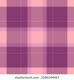 Scenery check fabric vector, effect seamless texture plaid. Scrapbooking background textile tartan pattern in pink and red colors palette.
