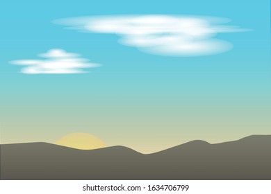 Scenery of Cloudy Blue Sky in Bright Day Vector Illustration