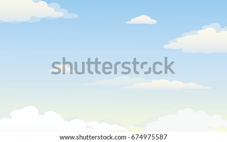 Scenery of Cloudy Blue Sky in Bright Day Vector Illustration.