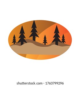 the scenery in the desert on a background evening. vector design