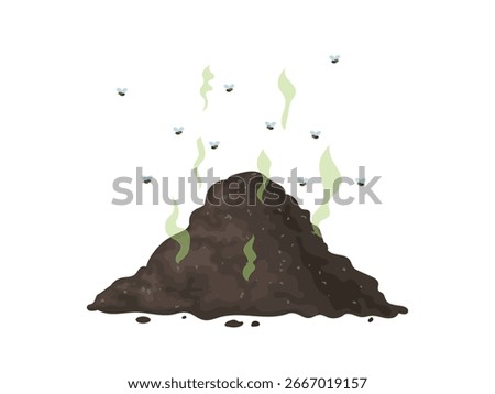 Scenery of the garbage dump, stink, Flies flying around mountains of trash and waste