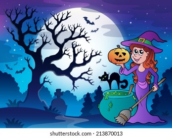 Scenery with Halloween character 1 - eps10 vector illustration.