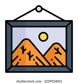 Scenery, hanging frame, landscape icon in modern style for website mobile logo app UI design. simple vector icon. 