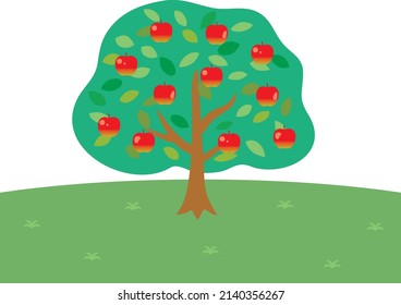 Scenery illustration of apple tree.