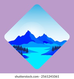 Scenery logo design landscape vector illustration