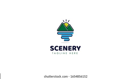scenery mountai logo design vector template sign icon