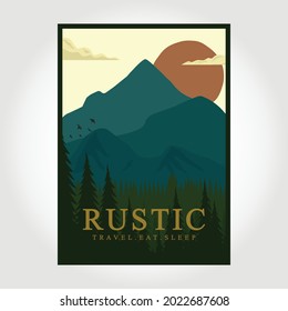 scenery mountain adventure outdoor vintage poster vector illustration design