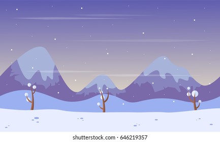 Scenery mountain at winter background game
