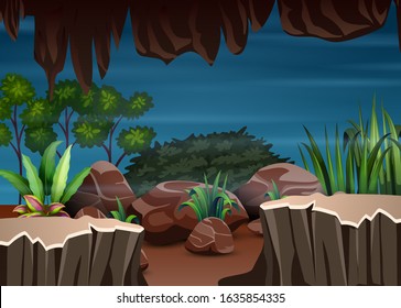 Scenery of nature view from inside the cave